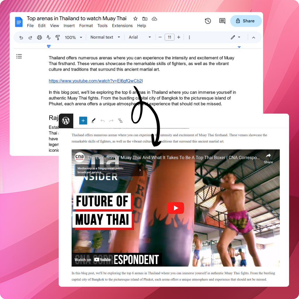 Automatically create embed blocks from links in Google Docs