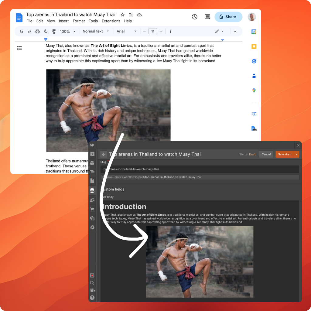 Export images from Google Docs to Webflow