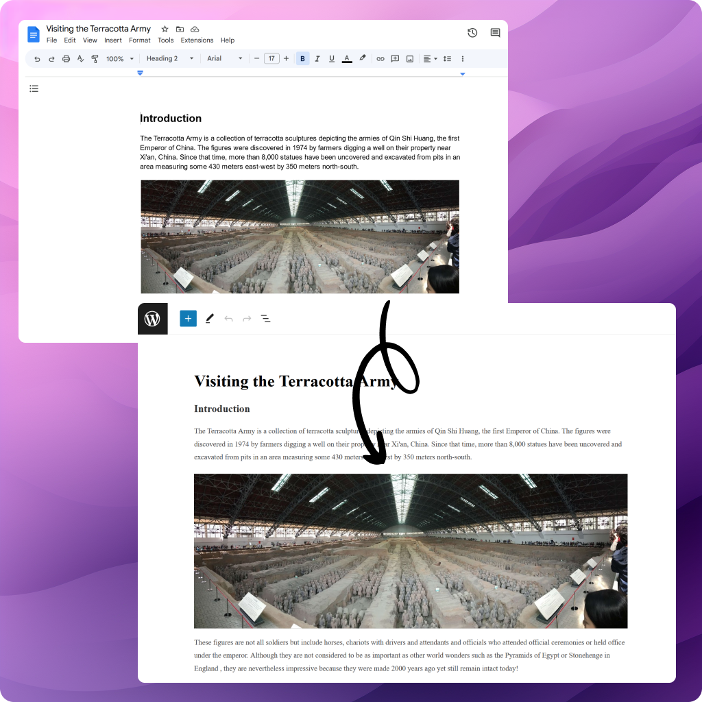 Export images from Google Docs to WordPress media library